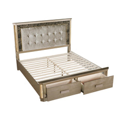 Paradise Modern style Queen Bed Made with Wood in Gold