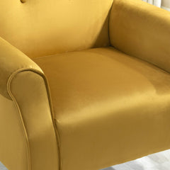 Mid-Century Modern Wingback Accent Chair, Upholstered Fabric Armchair with Sturdy Wood Legs, High-Back Padded Club Chair for Living Room Bedroom Office