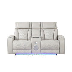 Hephaestus Modern Style Upholstery Recliner Loveseat Made with Wood & Massage Function Included-Beige