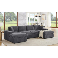 Corduroy Upholstered Symmetrical Modular Sectional