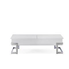 Orestes White High Gloss & Chrome Finish Coffee Table w/ Lift Top