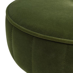Zeus 16" Round Footstool Ottoman, Olive Green Performance Velvet