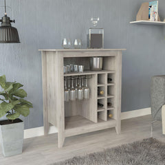 Halo Bar Cabinet, One Open Shelf, Six Built-in Wine Rack, One Drawer -Light Gray