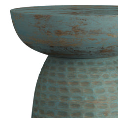 Comet 13 inch Solid Mango Accent Table in Teal Wash