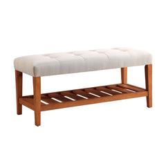 Hera Light Gray Fabric & Oak Finish Bench