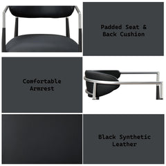 Jupiter Black Synthetic Leather Arm Chair (Set of 2)