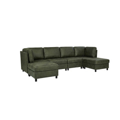 Faux Leather Fabric Upholstered Modular Sectional