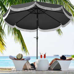 9FT Patio Umbrella, UPF 30+ Outdoor Market Umbrella with Crank, 8 Ribs, Push Button Tilt, Vented for Patio Deck Backyard Lawn, Charcoal Gray