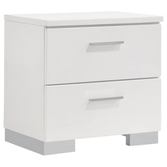 Poem White High Gloss 2-drawer Nightstand
