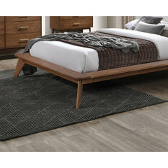 Fable / Beige Color King Size Bed 1pc Fabric Winged Edge Headboard Platform Bedframe Mattress Ready Mid-Century Modern Style