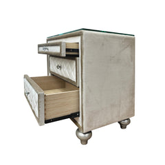 Tiara Beige Velvet Nightstand
