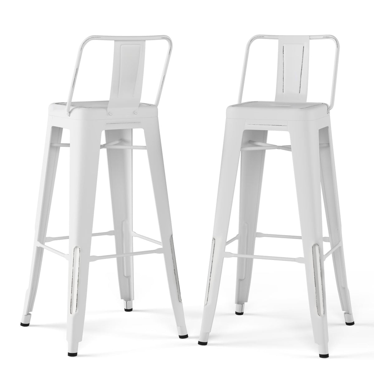 Armageddon - 30" Metal Bar Stool (Set of 2) - Distressed White