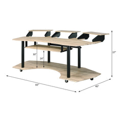 83" Eleazar Natural Oak Finish Music Recording Studio Desk