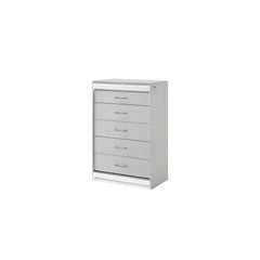 Glam Modern Style 5-Drawer Chest Made with Wood in White