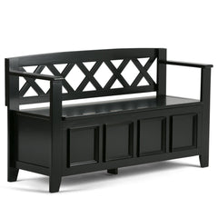Atlas Solid Wood Entryway Storage Bench in Black