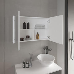 Aphrodite 19.7" H x 31.5" W Double Door Mirror Medicine Cabinet, Three interior Shelves for Bathroom, Kitchen White