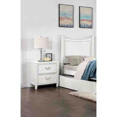 Transitional White 1pc Nightstand Only Dovetail Drawers Solid wood Bedside Table Chrome Hanging Pulls