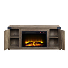 Hera Rustic Oak Finish Fireplace with 2 Door Storage