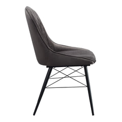 Crest Dark Gray Fabric & Black Finish Side Chair (Set of 2)