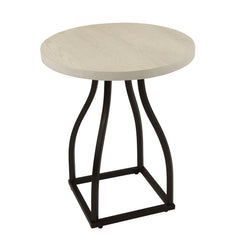 Apollo Accent Table, 20 Inch Round Wood White Top, Black Metal Base