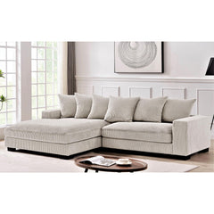 Odysseus Oversized Two-Piece Left Facing Sectional Couches for Living Room, 102.4-Inch L Shaped Sofa with Chaise, Upholstered with Corduroy Fabric, Ivory