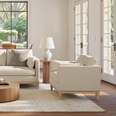 Revelation 36" Modern Farmhouse Arm Chair, Flax White Linen
