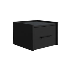 Orion Floating Nightstand , End Table, Side Table Wall-Mounted Single Drawer Design with Handle- Black - Bedroom