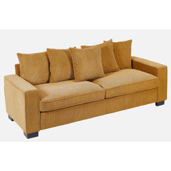 Odysseus Corduroy Sofa with 5 Matching Toss Pillows, Sleek Design, Spacious and Comfortable 3 Seater Couch for Modern Living Room, Large, Ginger