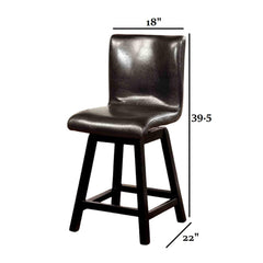 Contemporary Style 2pc Counter Height Chair Leatherette Upholstered Padded Seat Black Finish Dining Room