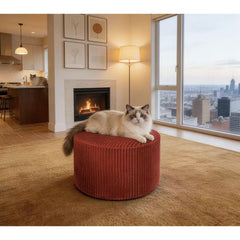 Corduroy Upholstery Full Compressed Ottoman