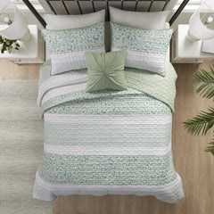 Harmony 4 Piece Seersucker Quilt Set with Throw Pillow