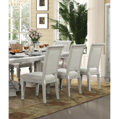 Traditional Style 2pc Side Chair Upholstered Seat And Backrest Ivory Finish Dining Room