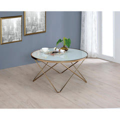 Priam Frosted Glass Top & Champagne Finish Coffee Table