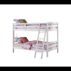 Modern Transition Bunk Bed Slat Design Assembled And Oval Nuts, White