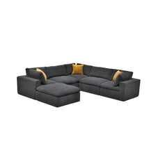 Coffee Bean Like Upholstery Full Compressed Modular Sectional with Toss Pillows
