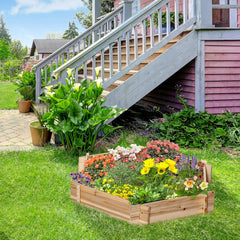 39" x 36" Screwless Raised Garden Bed, Hexagon Planter Box for Outdoor Plants, Vegetables, Flowers, Herbs, Natural Wood