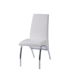 Aurora White Synthetic Leather & Chrome Finish Side Chair (Set of 2)