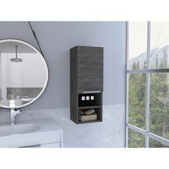 Legend Bathroom Cabinet, Two Interior Shelves, Two External Shelves, Single Door Cabinet -Smokey Oak