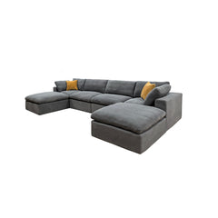 Coffee Bean Like Upholstery Full Compressed Modular Sectional with Toss Pillows