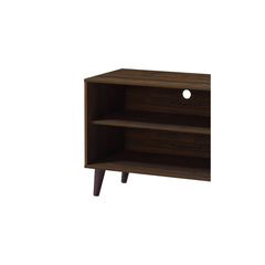Tale TV Stand for TVs up to 63", with 2 Storage Shelves& 1 Cabinet, Modern Entertainment Centre for TV in Living Room in Walnut +White