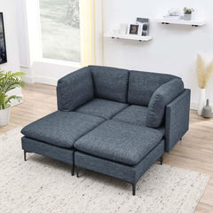 Linen Upholstered Modular Sectional with Metal Legs