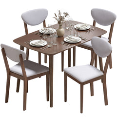 5-Piece Dining Table Set for 4, Mid-Century Modern Kitchen Table and Chairs, Light Gray