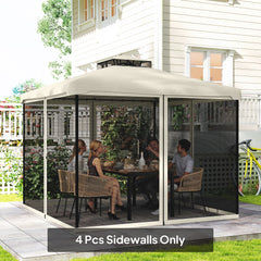 Replacement Mesh Sidewall Netting for 10' x 10' Gazebos and Canopy Tents with Zippers, (Sidewall Only) Cream