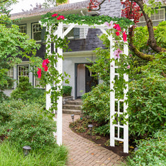 85" Wooden Garden Arbor for Wedding and Ceremony, Outdoor Garden Arch Trellis for Climbing Vines - White
