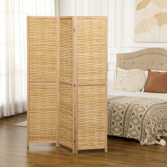 Hand Woven Room Divider, 3 Panel Bamboo Folding Privacy Screen for Home Office, 47.25"x67"x0.75", Natural