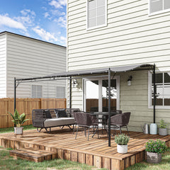 10' x 13' Outdoor Pergola Gazebo, Steel Patio Canopy with Weather-Resistant Fabric and Drainage Holes, Gray