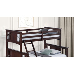 Modern Transitional Style Twin Over Full Bunk Bed With Ladder And Dark Walnut Finish