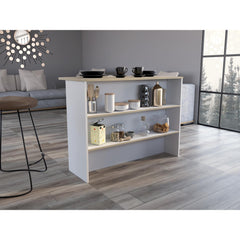 Chronicle Kitchen Island with Ample Workstation and 2-Tier Shelf