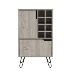 Record L Bar Cabinet, Eight Built-in Wine Rack, Single Door -Light Gray
