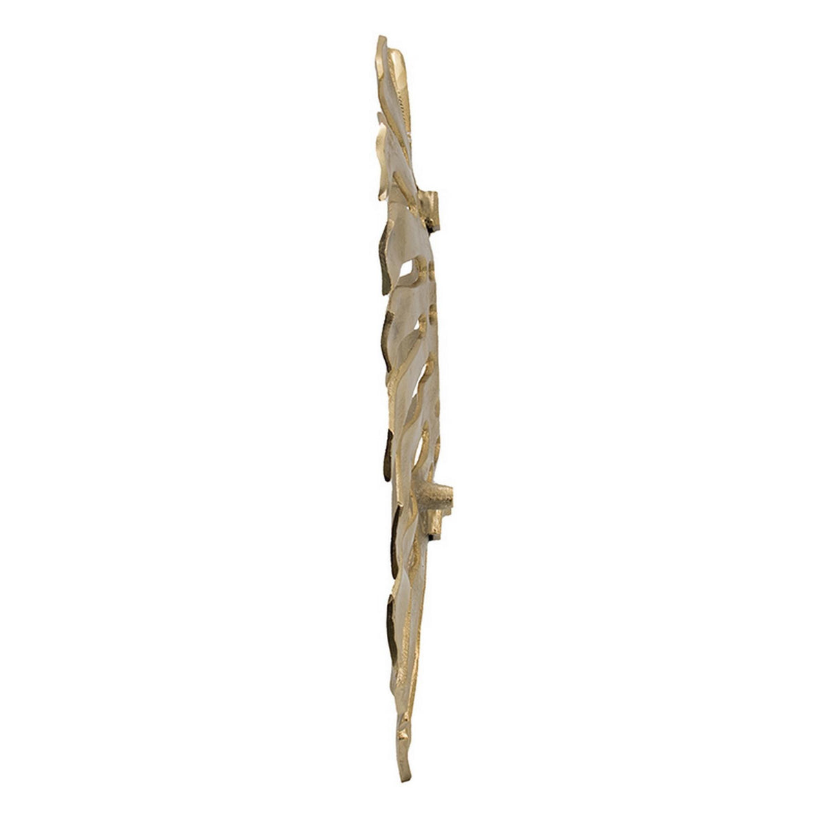 Mirage 19 Inch Aluminum Wall Hanging Bowl, Monstera Leaf, Bright Gold Finish